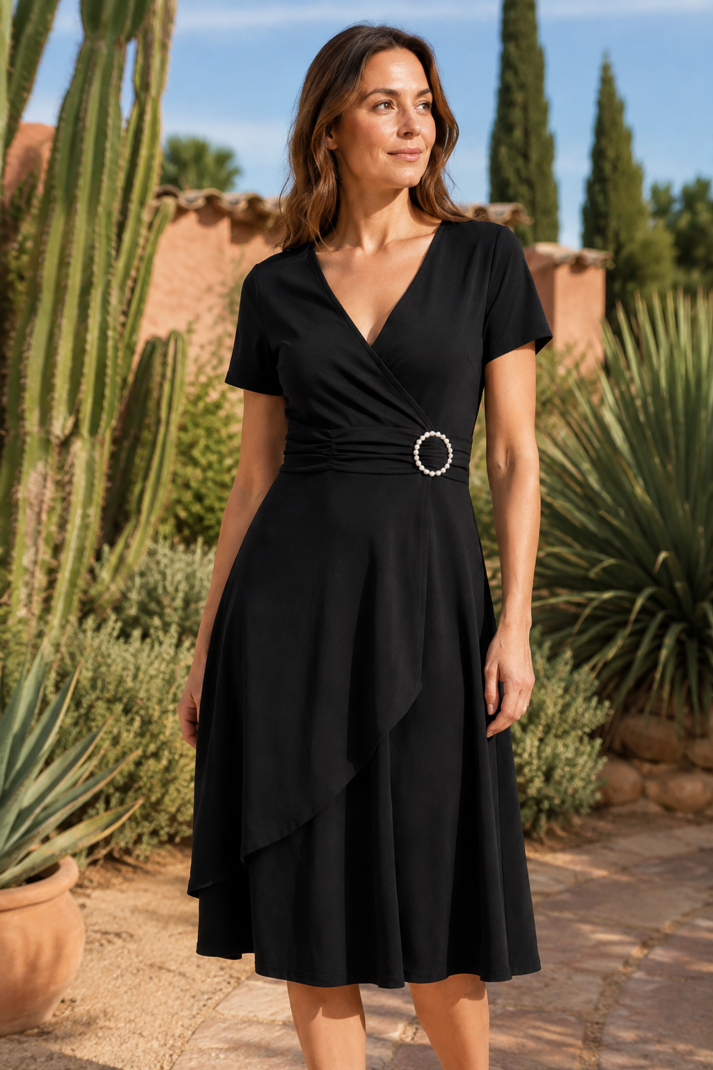 VALERIQUE | Robe de Soirée Asymétrique Col V à Strass pour Femme – Féminité Sculptée