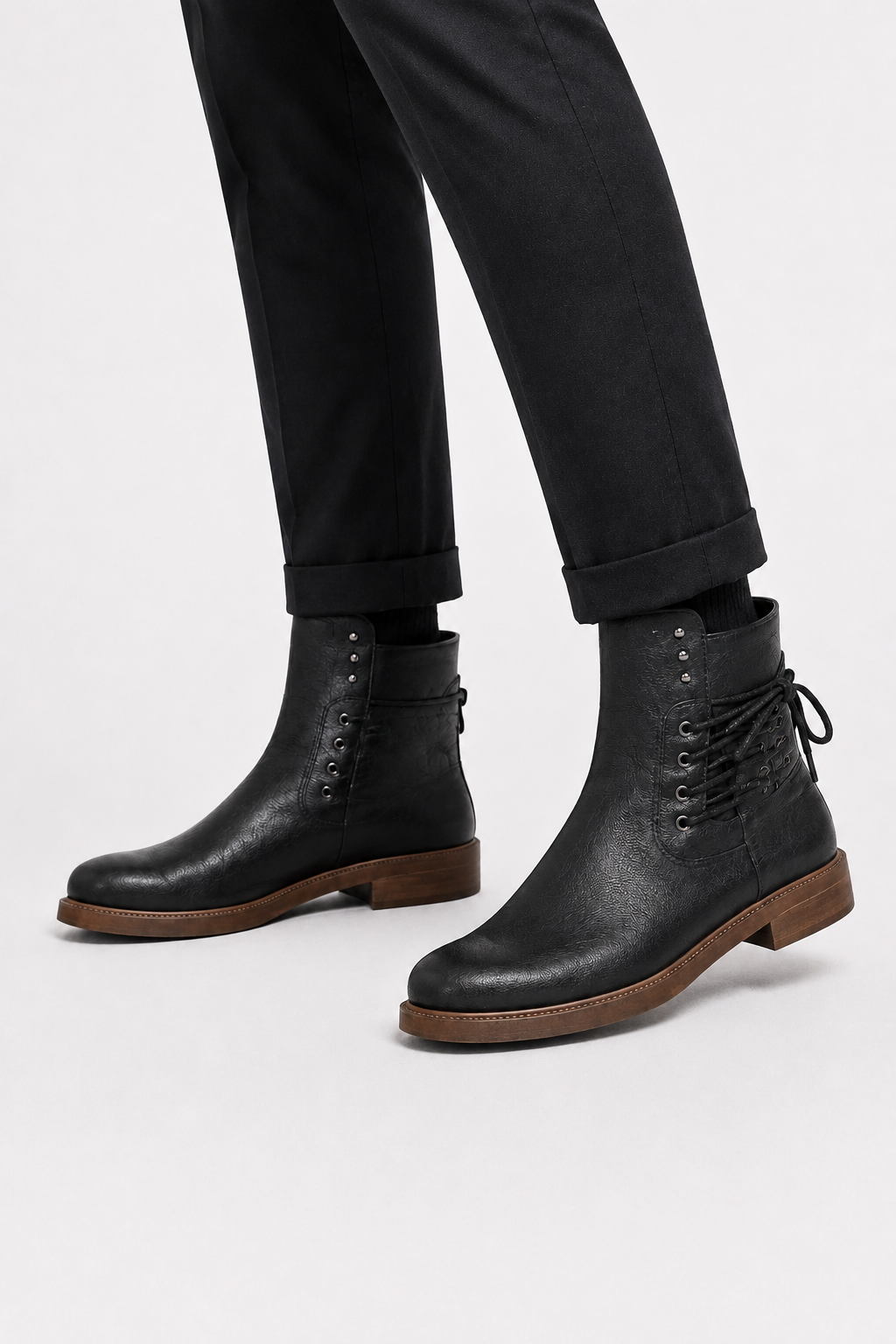 VALERIQUE | Femme bottines café à lacets avec talon bloc et bout rond