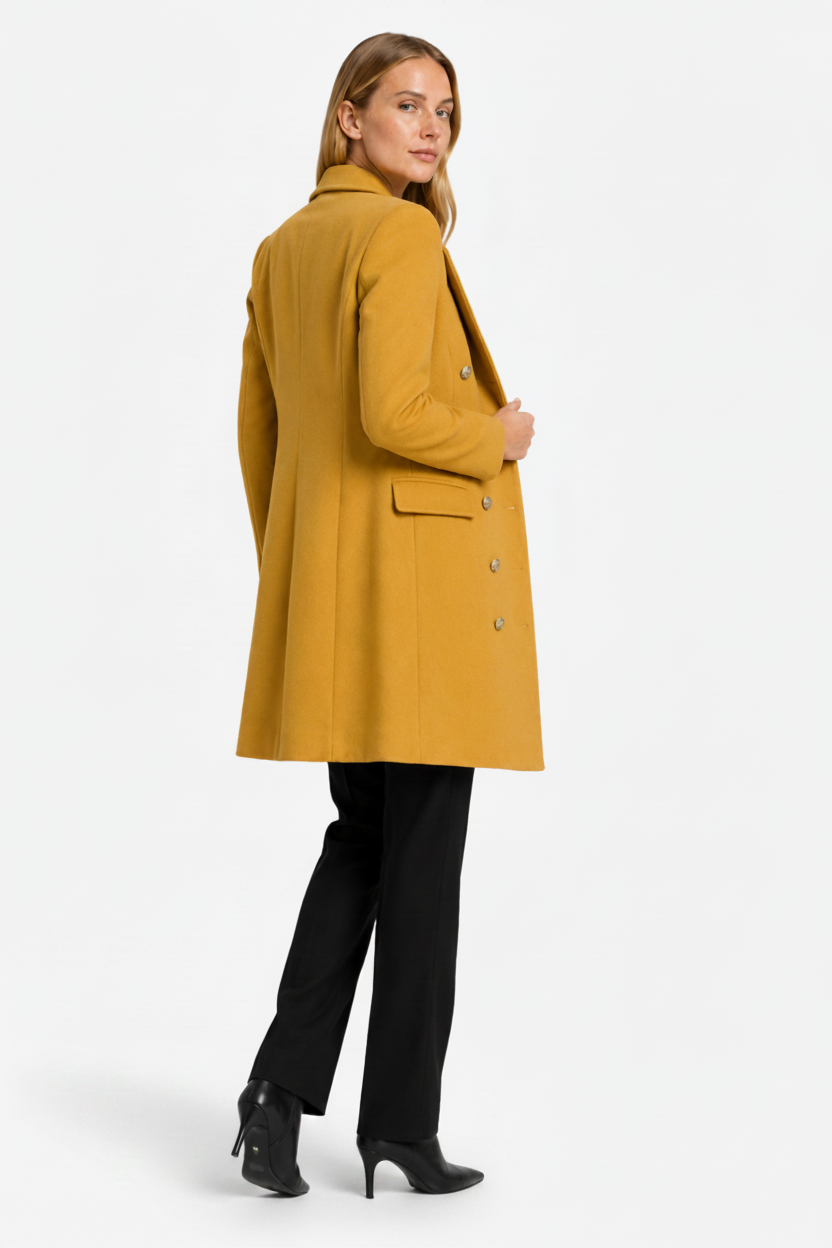 VALERIQUE | Manteau long boutonné pour femme – Modèle croisé à revers crantés