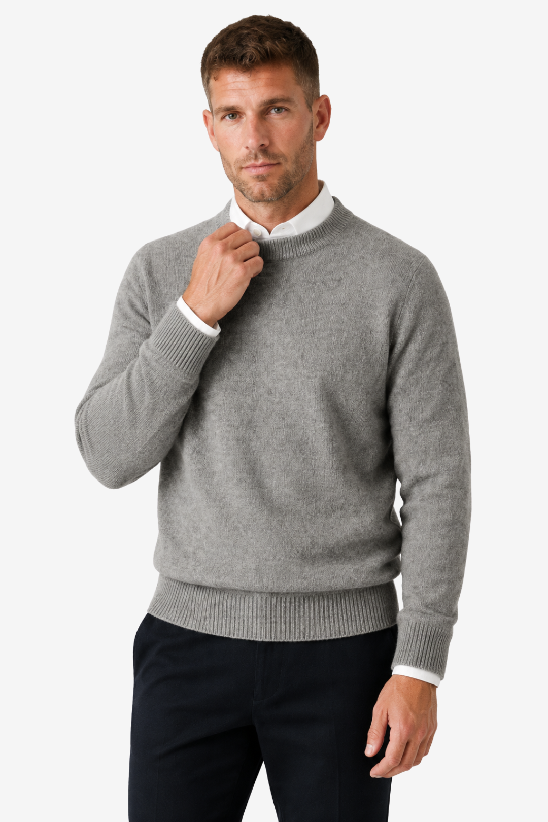 VALERIQUE | Pull Col Rond pour Homme – Maille Classique Manches Longues Finitions Côtelées