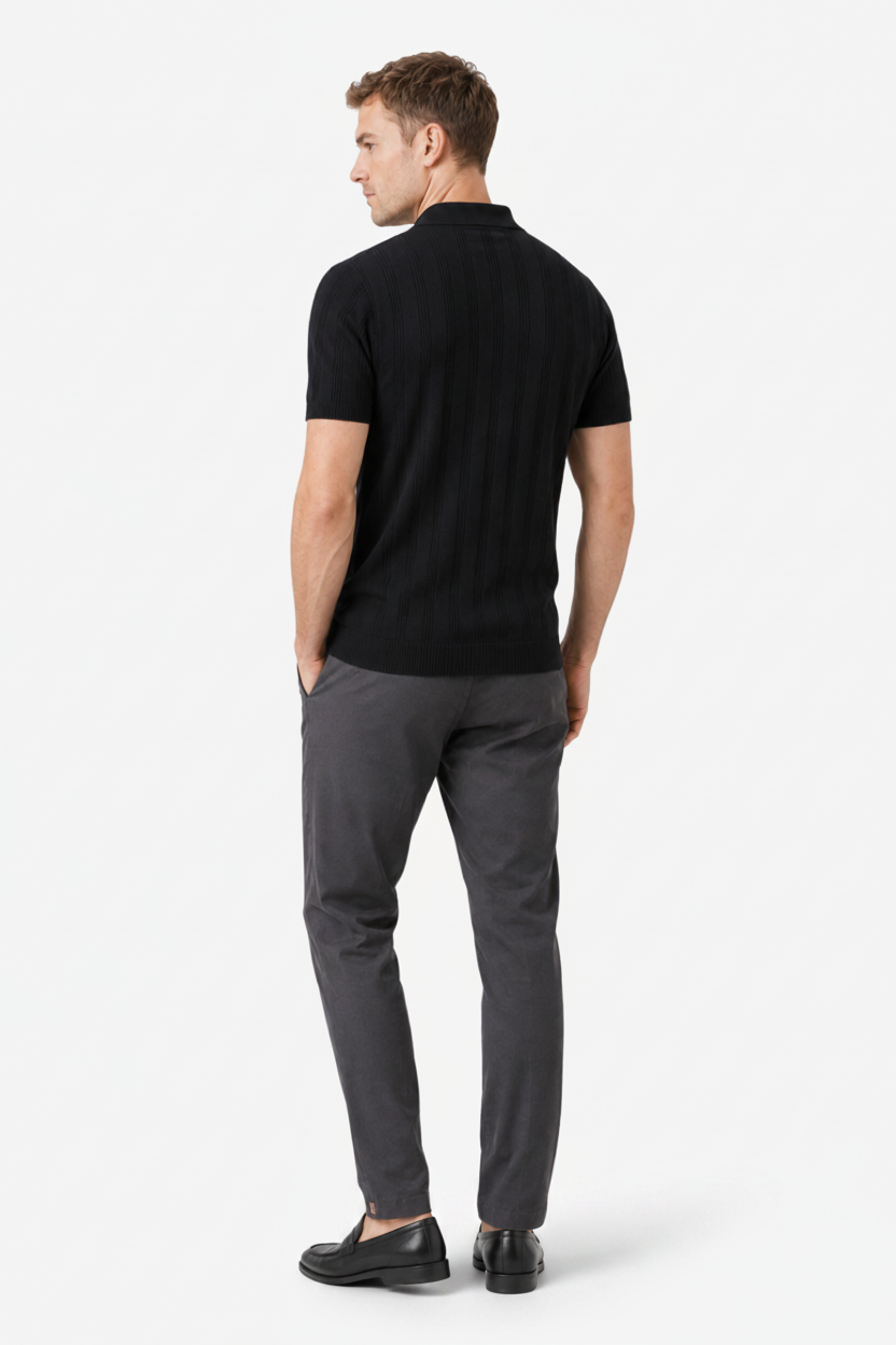 VALERIQUE | Polo Texturé Léger en Coton pour Homme – Col Classique Décontracté