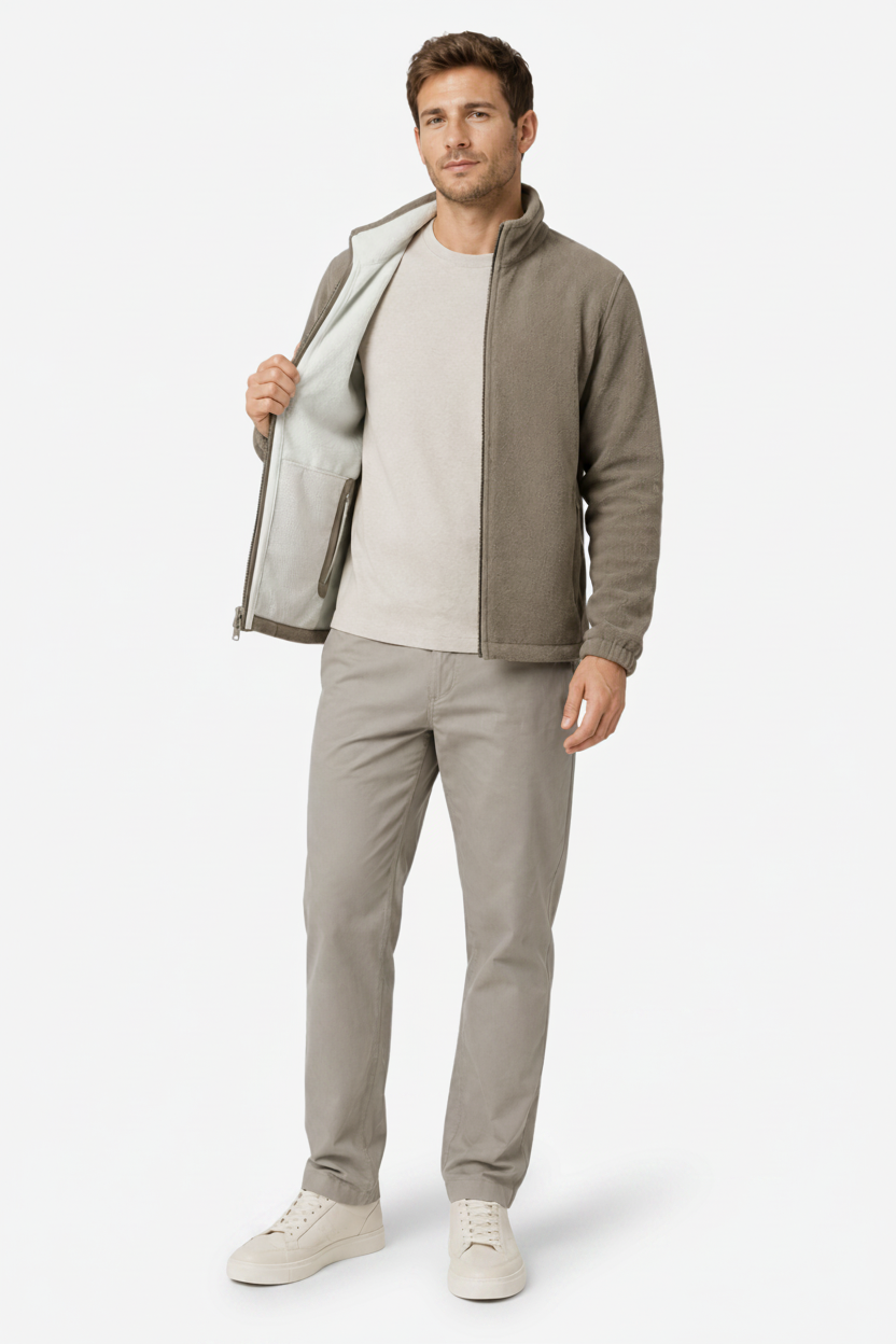 VALERIQUE | Veste Polaire pour Homme – Col Montant Fermeture Zippée Design Extérieur