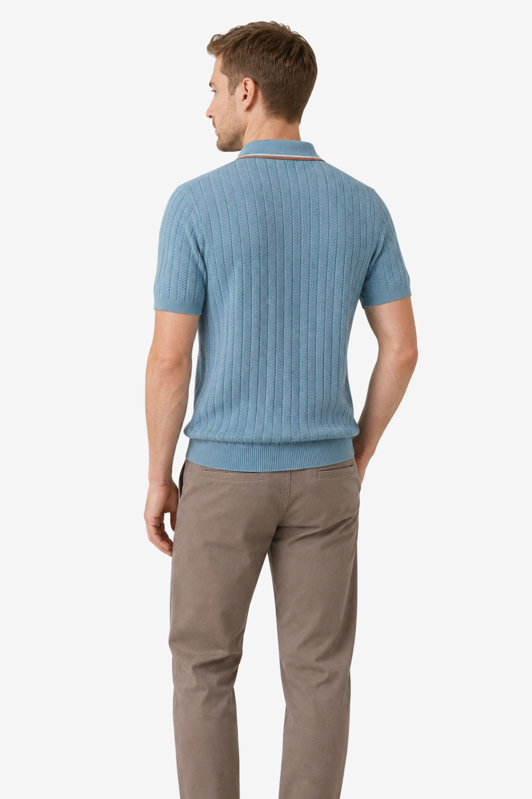 VALERIQUE | Polo Texturé en Maille Légère en Coton pour Homme – Col Contrasté Décontracté