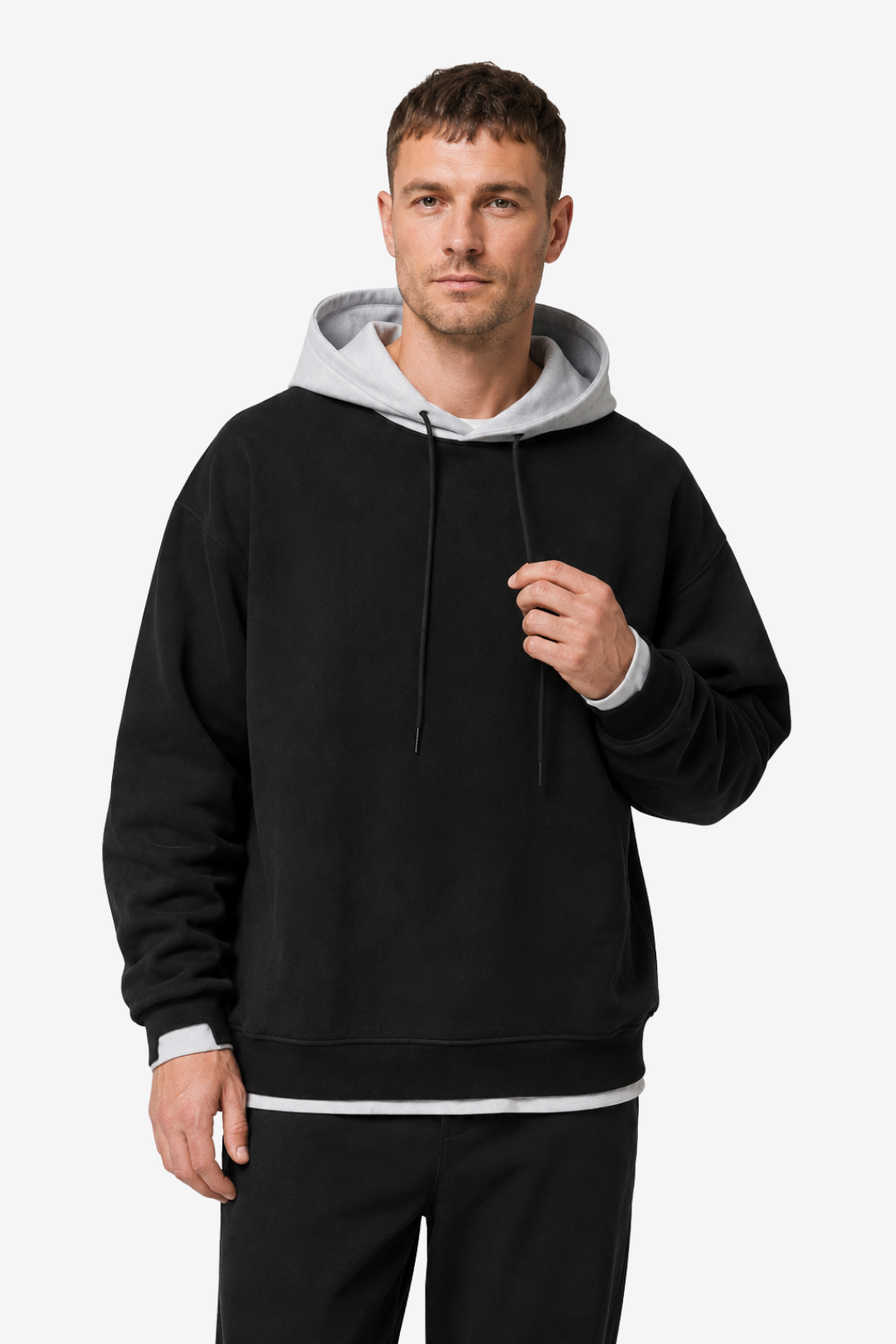 VALERIQUE | Sweat à Capuche Superposé pour Homme – Capuche Contrastante Coupe Décontractée à Enfiler