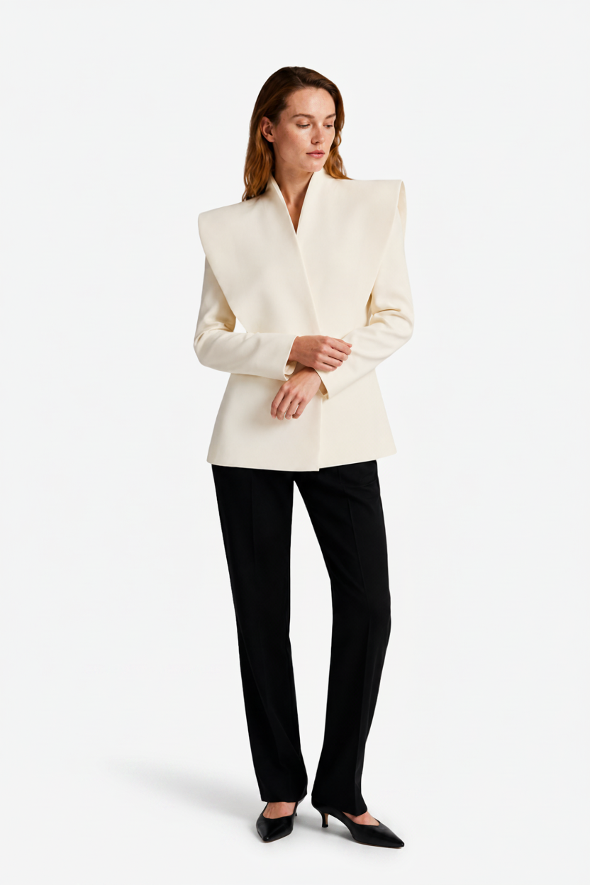 VALERIQUE | Blazer pour femme à épaules structurées – Coupe cintrée avec larges revers croisés