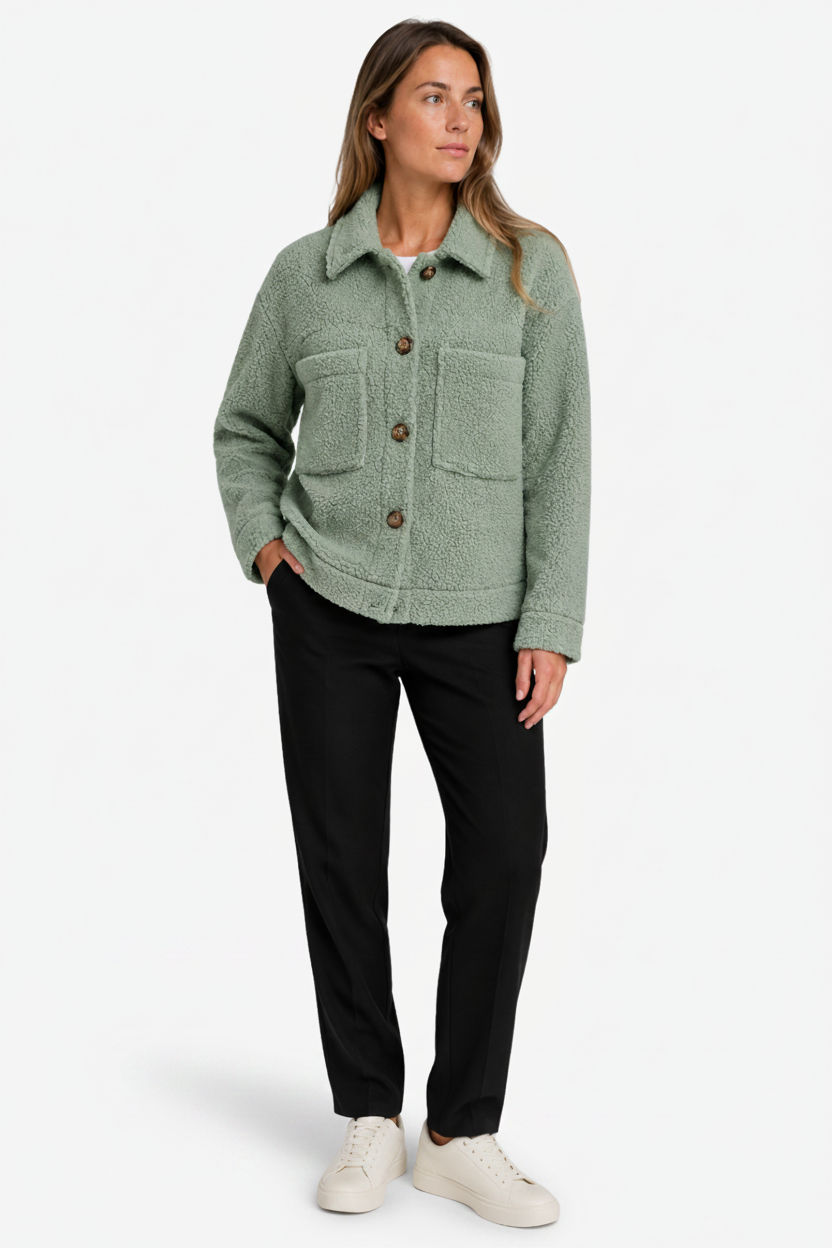 VALERIQUE | Manteau Droit Femme – Polaire Texturée et Poches