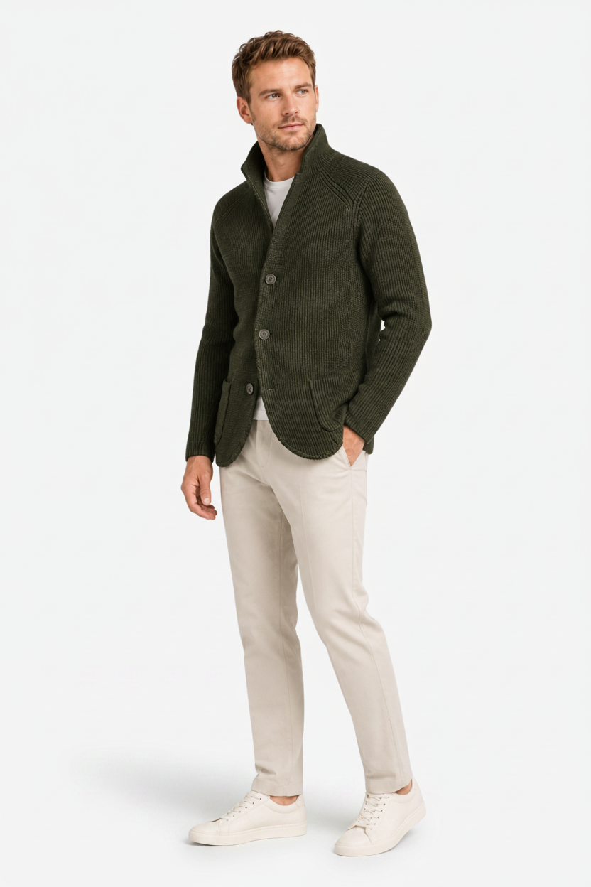VALERIQUE | Blazer Cardigan en Maille pour Homme – Élégant à Boutons