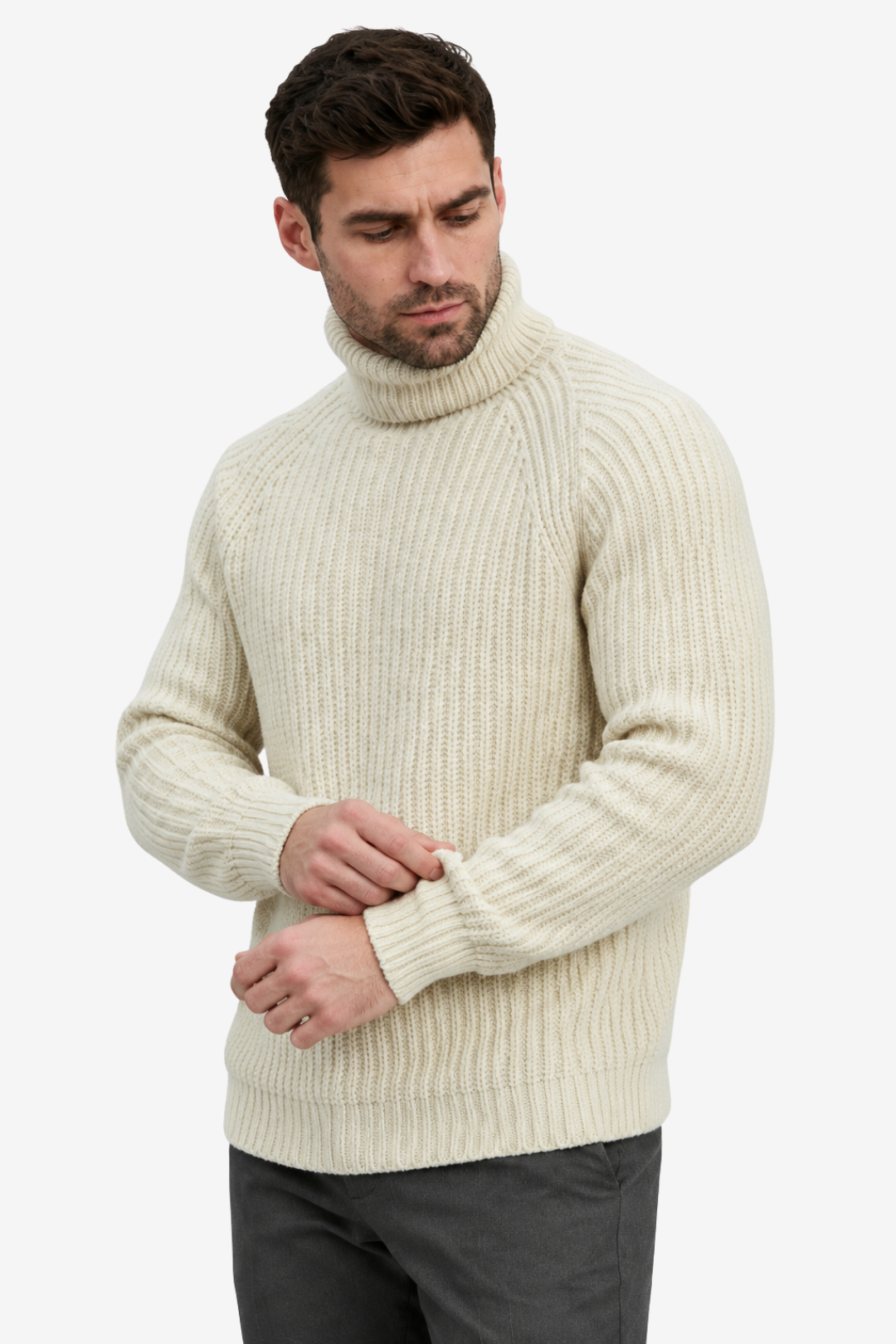 VALERIQUE | Pull pour homme à col montant – Coupe droite en maille côtelée