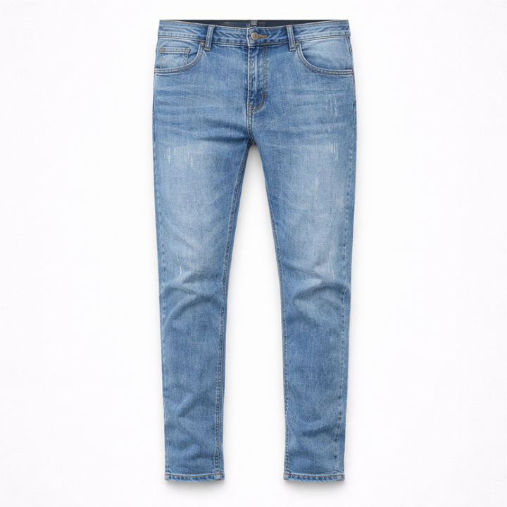 VALERIQUE | Jean Droit Taille Haute en Denim Bleu Clair pour homme – Coupe Classique