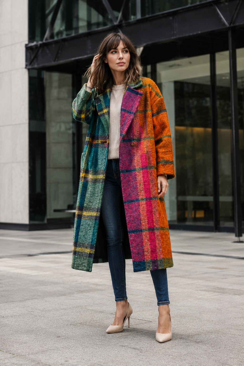 VALERIQUE | Manteau Long Ceinturé pour Femme – Fermeture Croisée avec Col à Revers et Ceinture à Nouer