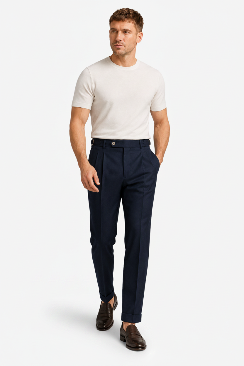VALERIQUE | Pantalon Homme Tailleur Plissé – Style Formel Élégant