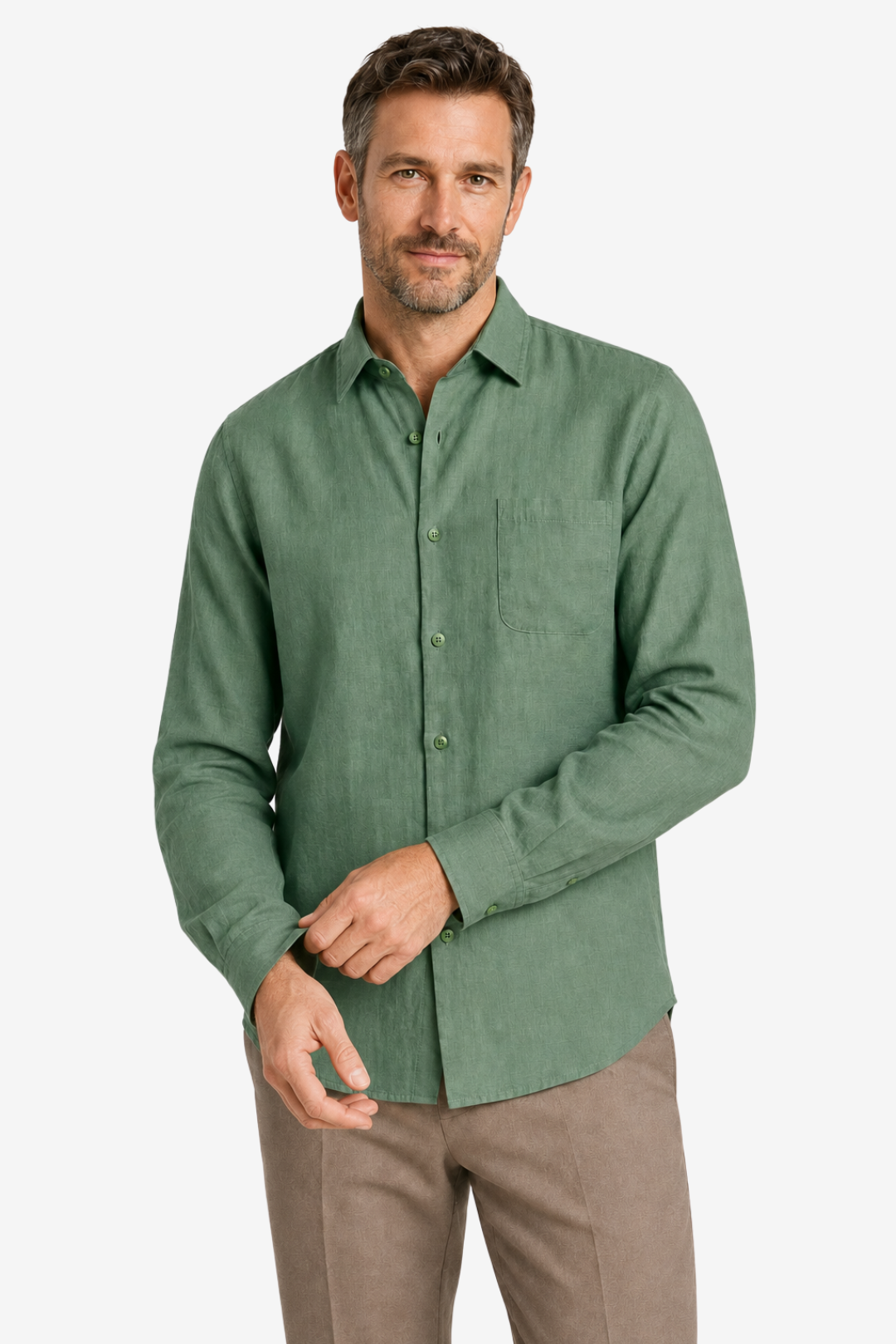 VALERIQUE | Homme chemise en lin à manches longues avec col classique et fermeture boutonnée pour usage quotidien