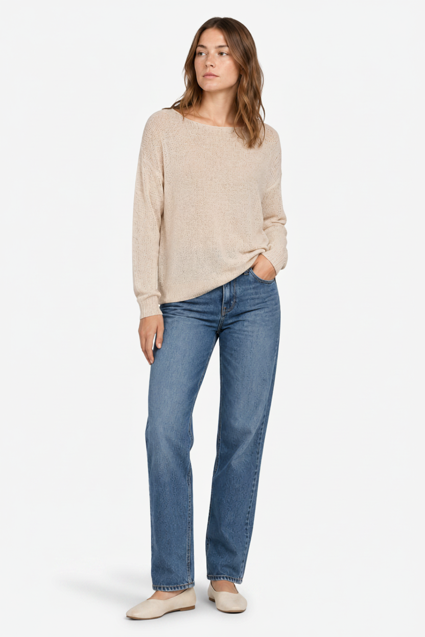 VALERIQUE | Pull en Maille pour Femme – Col Rond Décontracté Design Léger