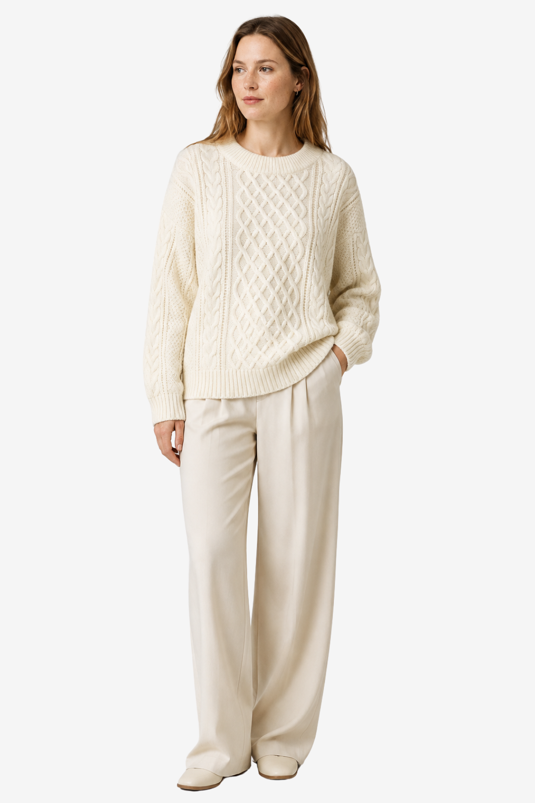 VALERIQUE | Pull en Maille Torsadée pour Femme – Col Rond Texturé Design Décontracté