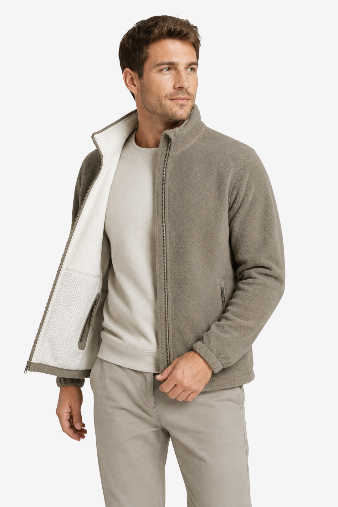VALERIQUE | Veste Polaire pour Homme – Col Montant Fermeture Zippée Design Extérieur