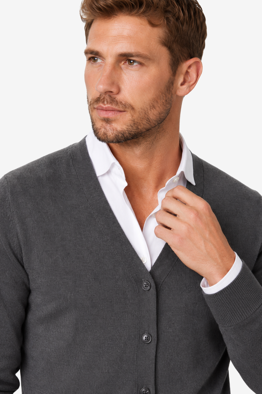VALERIQUE | Cardigan Boutonné pour Homme – Col en V Coupe Slim Maille Fine