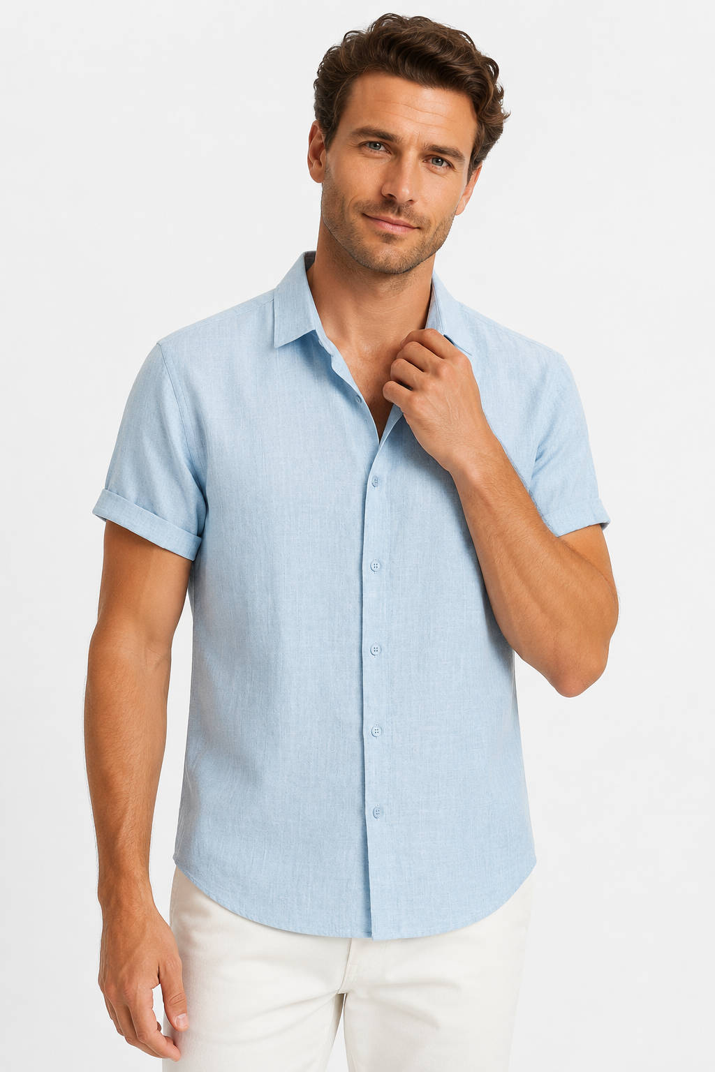 VALERIQUE | Chemise en Lin pour Homme – Manches Courtes et Coupe Ample