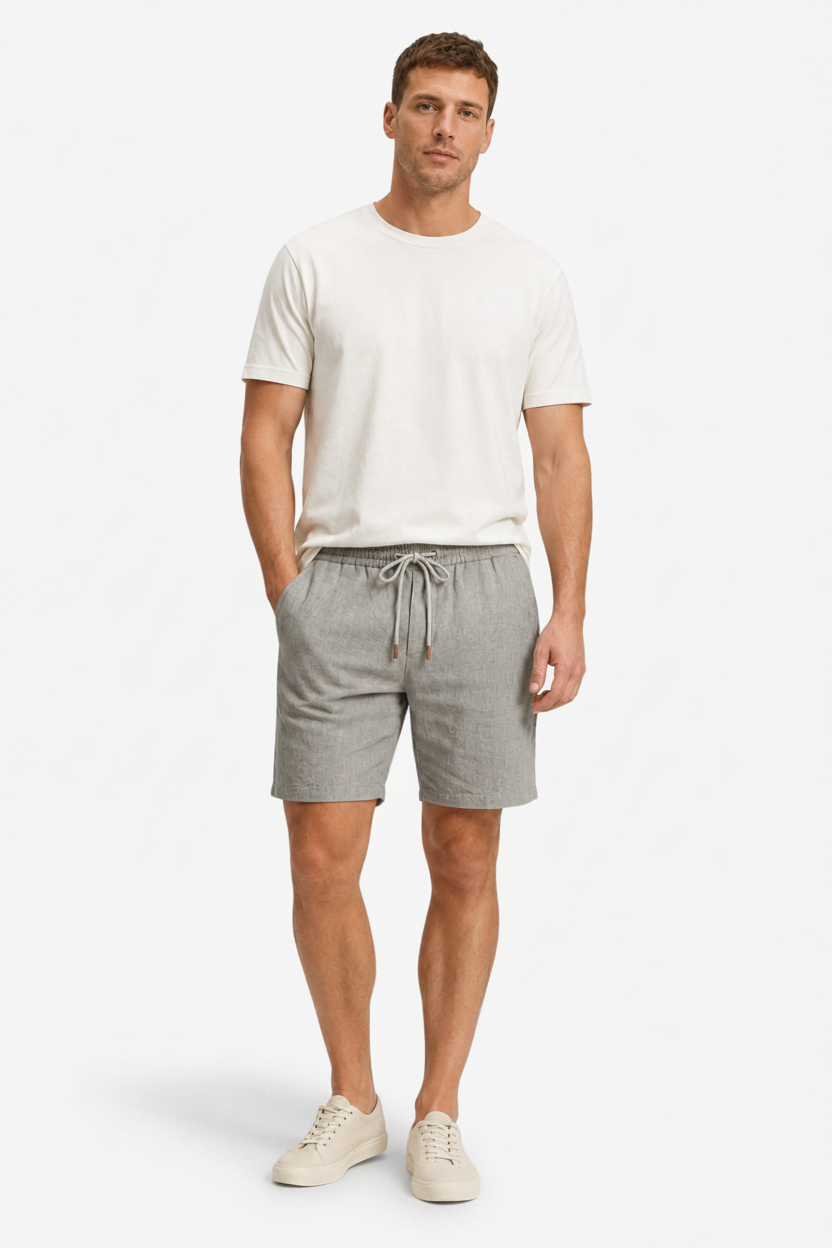 VALERIQUE | Homme Chino Short Décontracté en Mousseline - Taille Élastiquée avec Cordon de Serrage, Poches Latérales