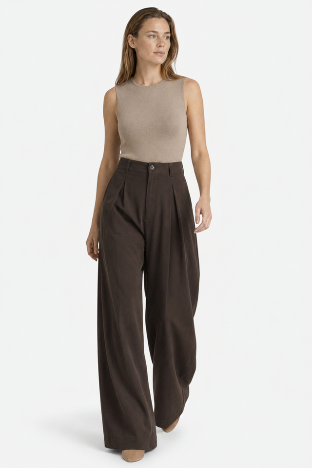 VALERIQUE | Pantalon Large Plissé Jacquard pour Femme – Élégance Fluide