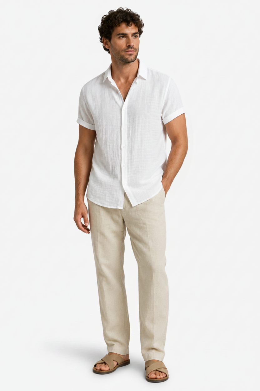 VALERIQUE | Chemise en Coton pour Homme – Manches Courtes et Coupe Classique