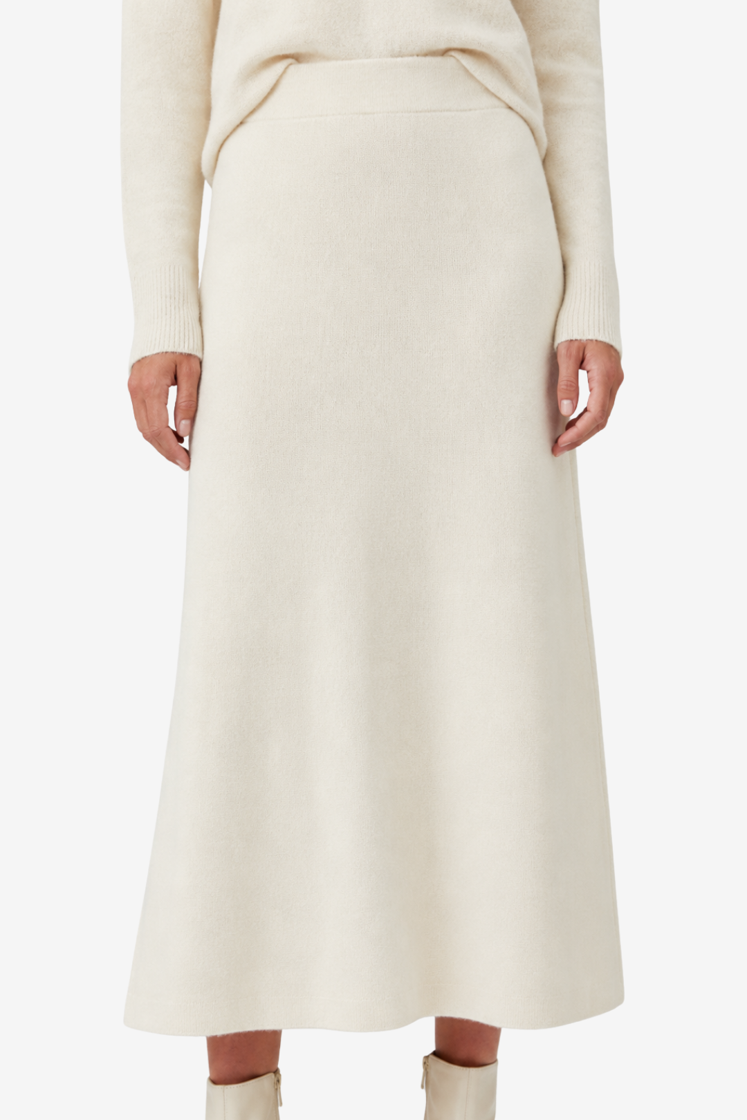 VALERIQUE | Jupe Midi Laine Coupe A à Fente pour Femme – Élégance Sculptée d’Hiver