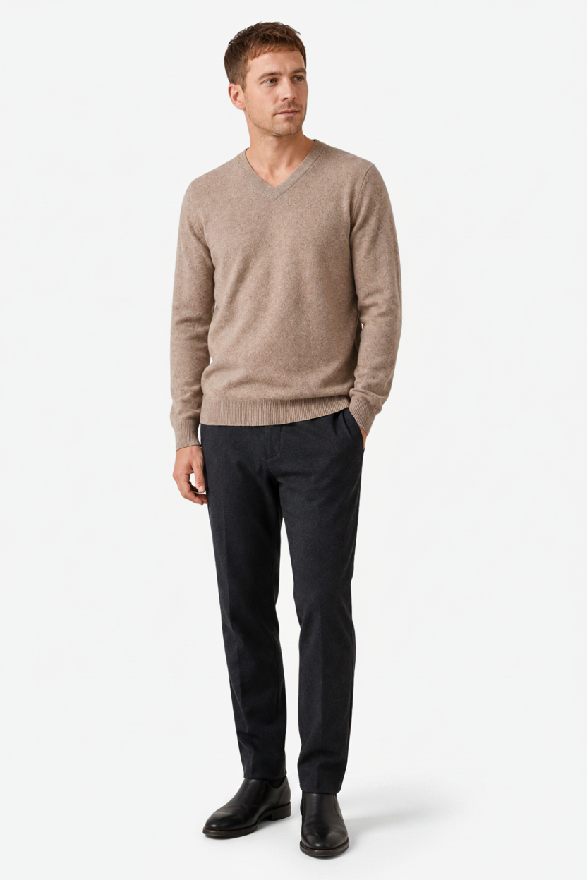 VALERIQUE | Pull Homme en Laine Mérinos à Col V – Maille de Classique
