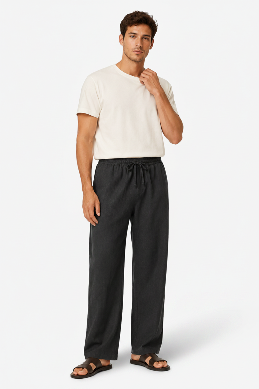 VALERIQUE | Homme Pantalon Décontracté - Taille Élastiquée avec Cordon de Serrage, Poches Latérales