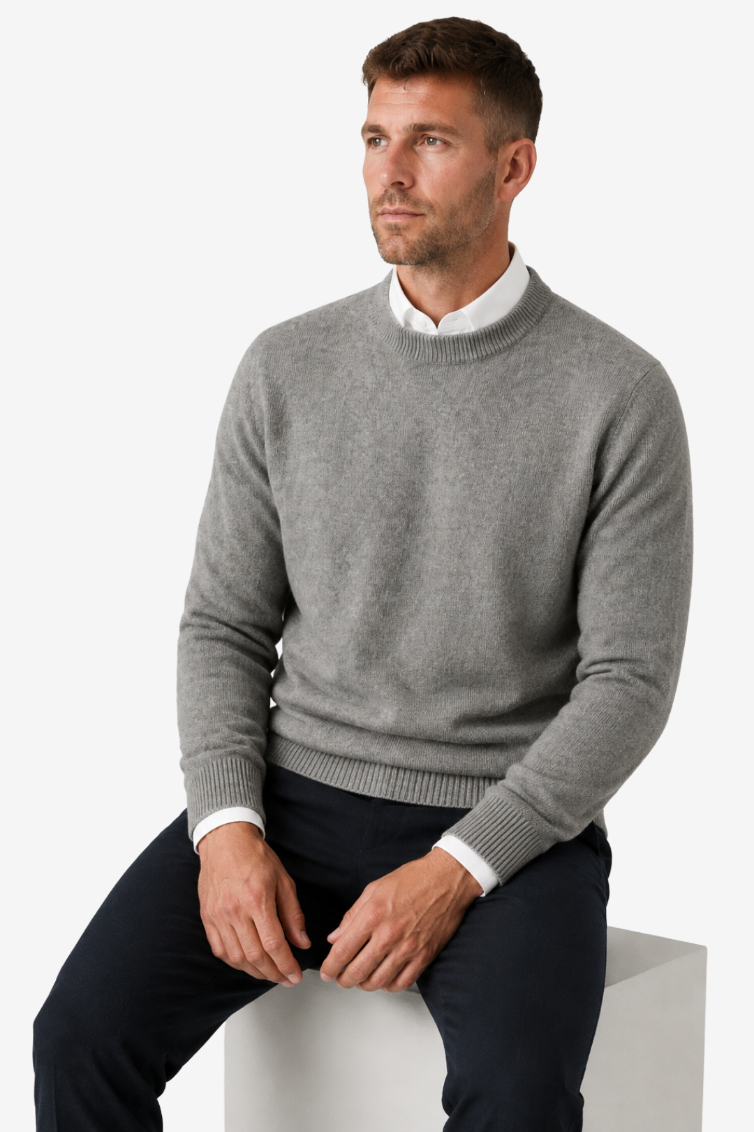 VALERIQUE | Pull Col Rond pour Homme – Maille Classique Manches Longues Finitions Côtelées