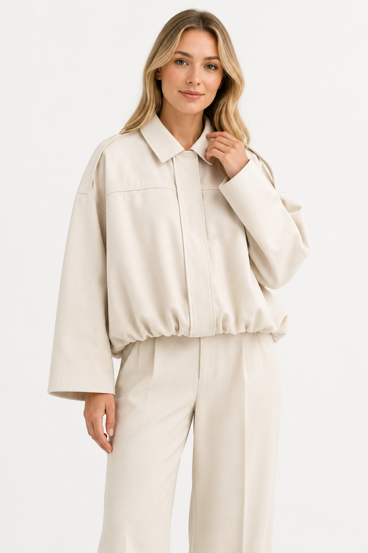 VALERIQUE | Veste Oversized en Cuir Femme - Café, Beige et Noir