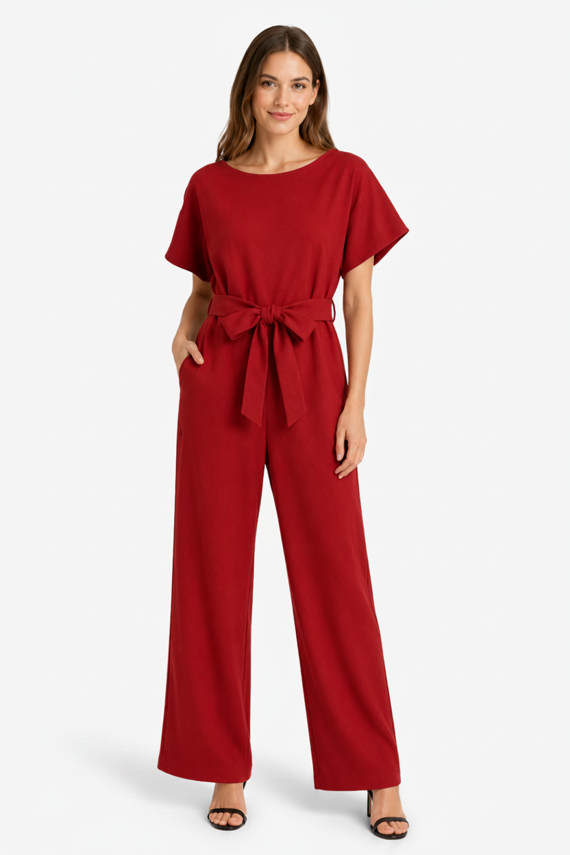 VALERIQUE | Combinaison en Coton Léger pour Femme – Taille Marquée et Jambes Larges