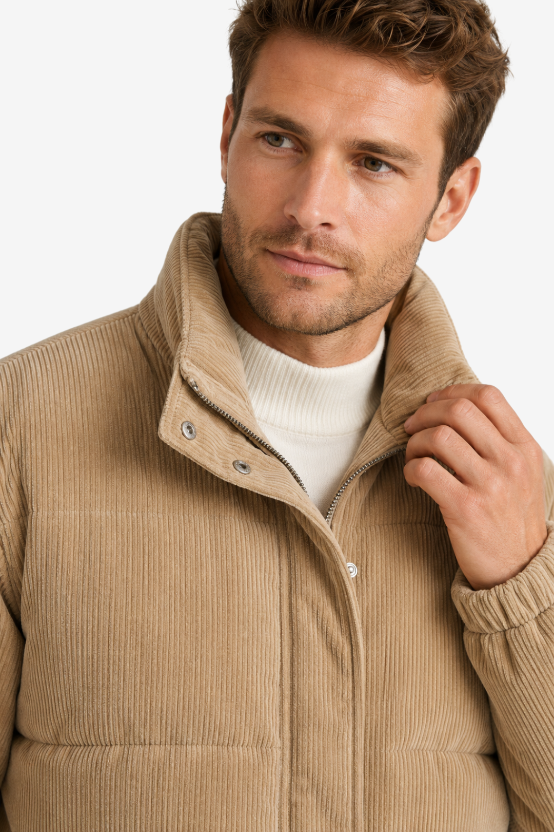 VALERIQUE | Doudoune pour Homme – Col Montant Velours Côtelé Design Décontracté