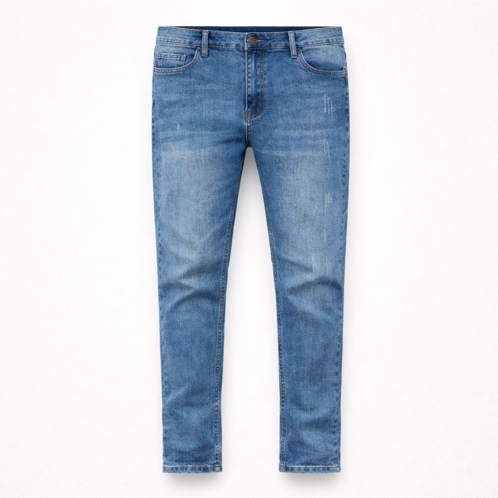 VALERIQUE | Jean Droit Taille Haute en Denim Bleu Clair pour homme – Coupe Classique