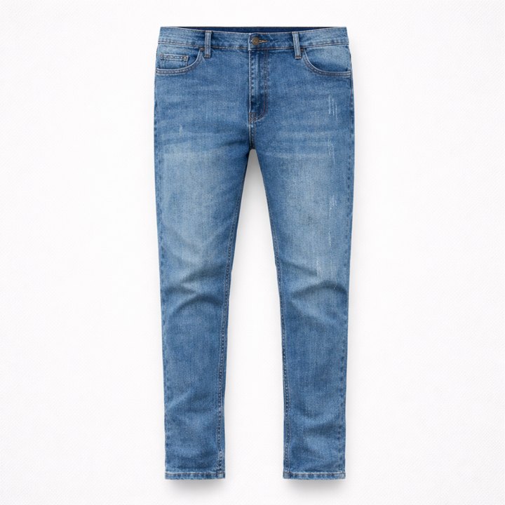 VALERIQUE | Jean Droit Taille Haute en Denim Bleu Clair pour homme – Coupe Classique