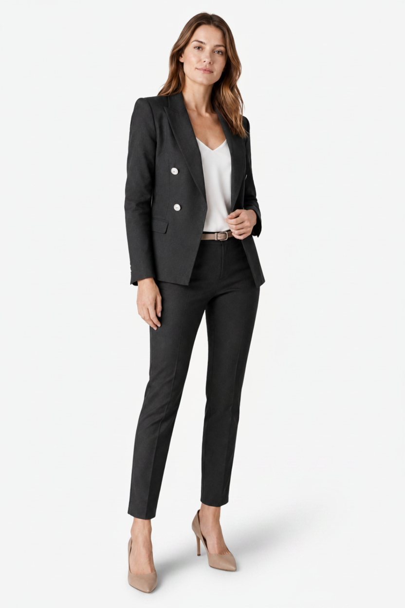 VALERIQUE | Ensemble Tailleur Deux Pièces pour Femme – Blazer Croisé Pantalon Ajusté Design Élégant