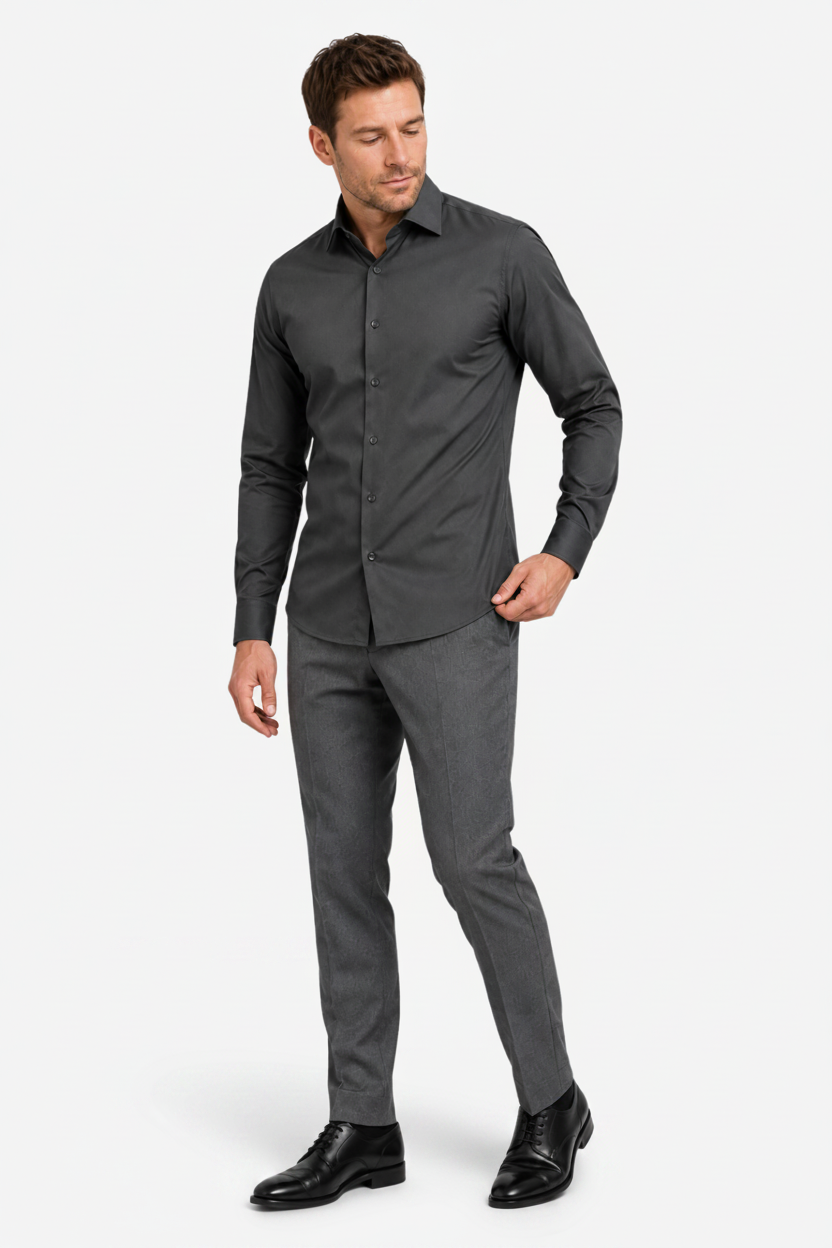 VALERIQUE | Homme Chemise en coton coupe ajustée manches longues style décontracté