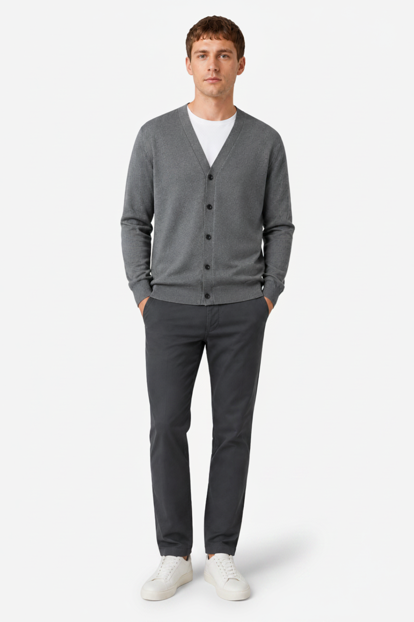 VALERIQUE | Cardigan Homme en Laine Mérinos – Design Classique à Boutons