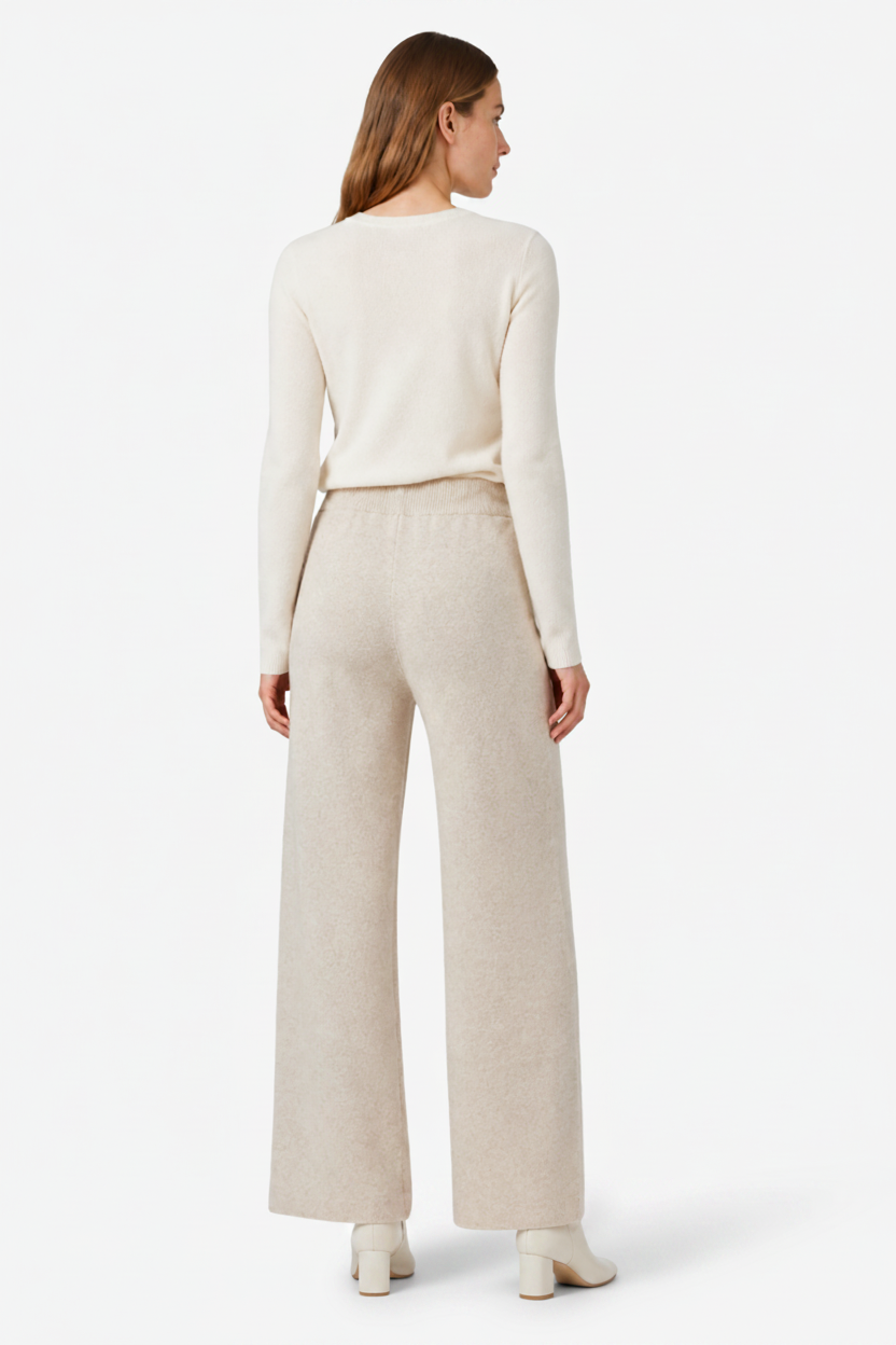 VALERIQUE | Pantalon Large en Laine Pure pour Femme – Élégance Décontractée
