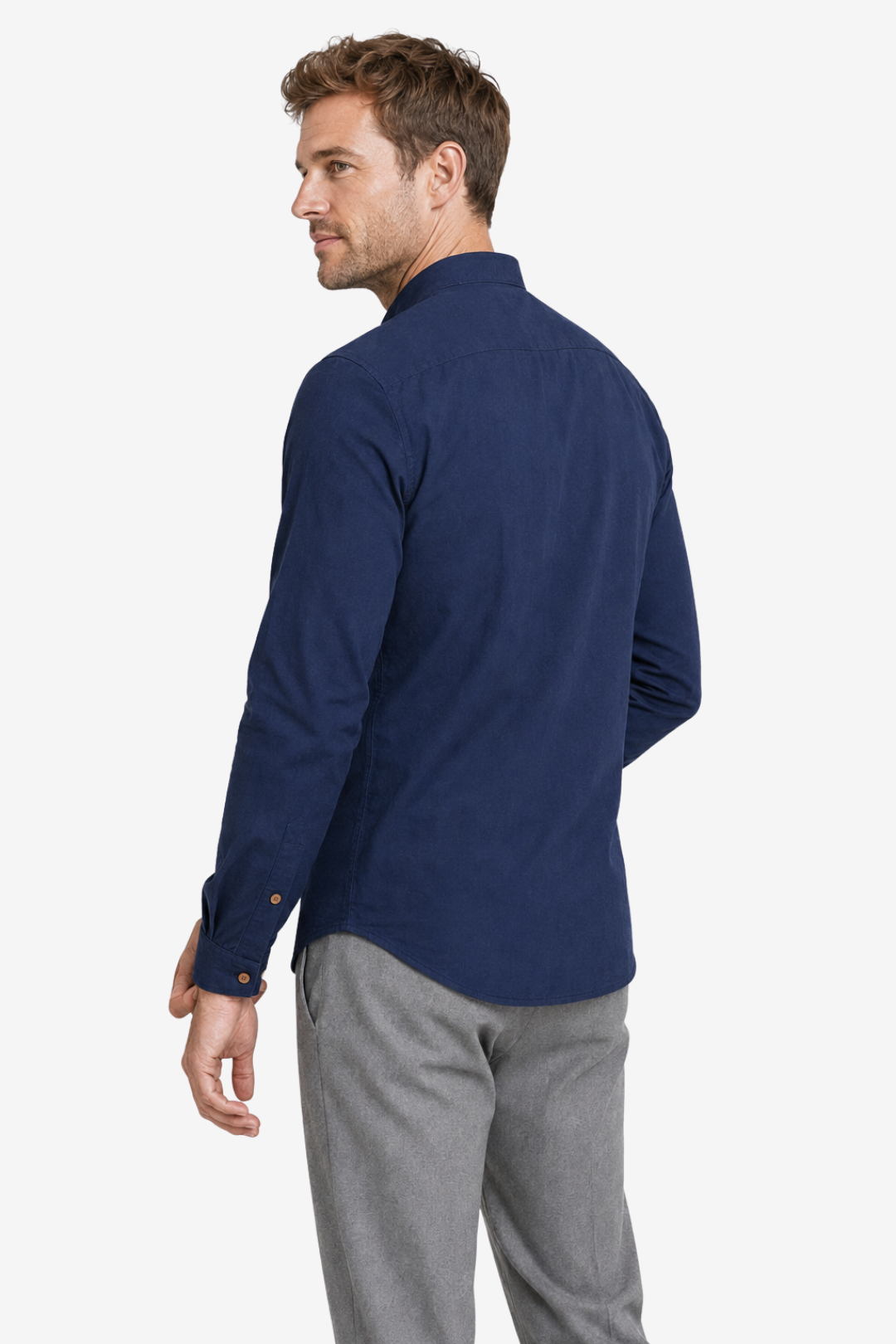 VALERIQUE | Homme Chemise en coton coupe ajustée manches longues col officier style décontracté