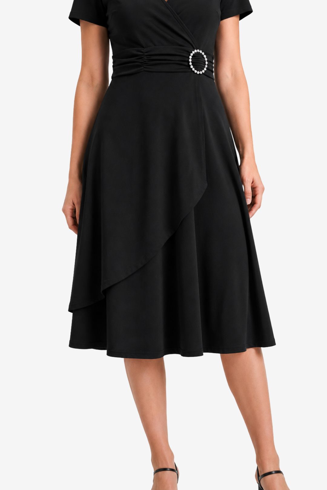 VALERIQUE | Robe de Soirée Asymétrique Col V à Strass pour Femme – Féminité Sculptée