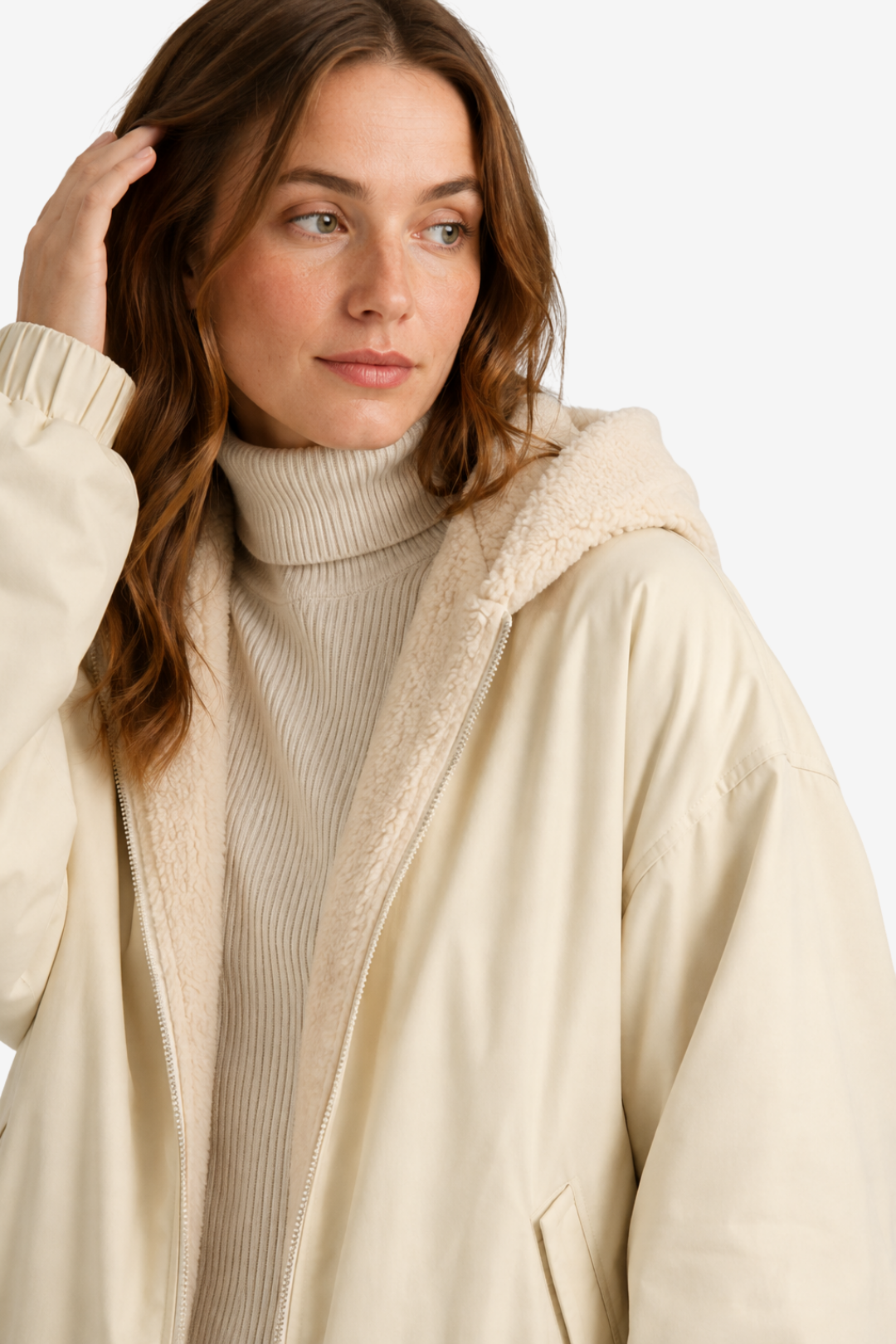 VALERIQUE | Veste Double Couche pour Femme – Capuche Doublure Pelucheuse Design Décontracté
