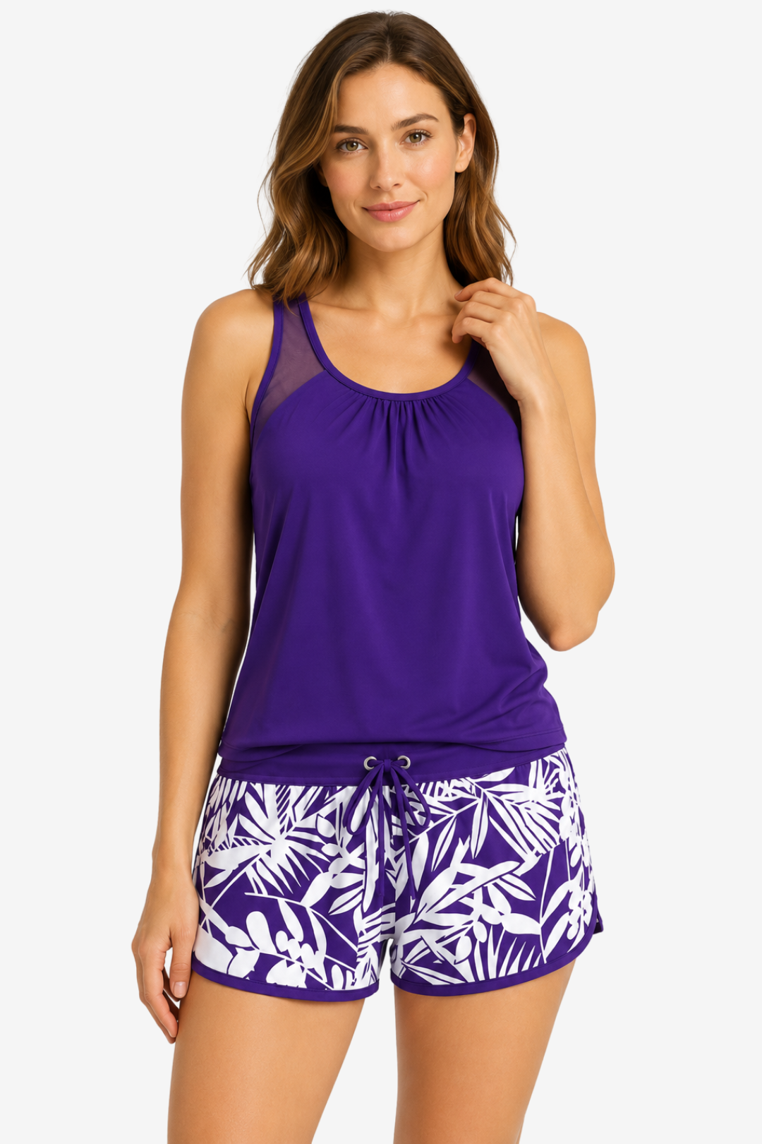 VALERIQUE | Ensemble Tankini Femme – Haut Racerback Séchage Rapide et Short Imprimé