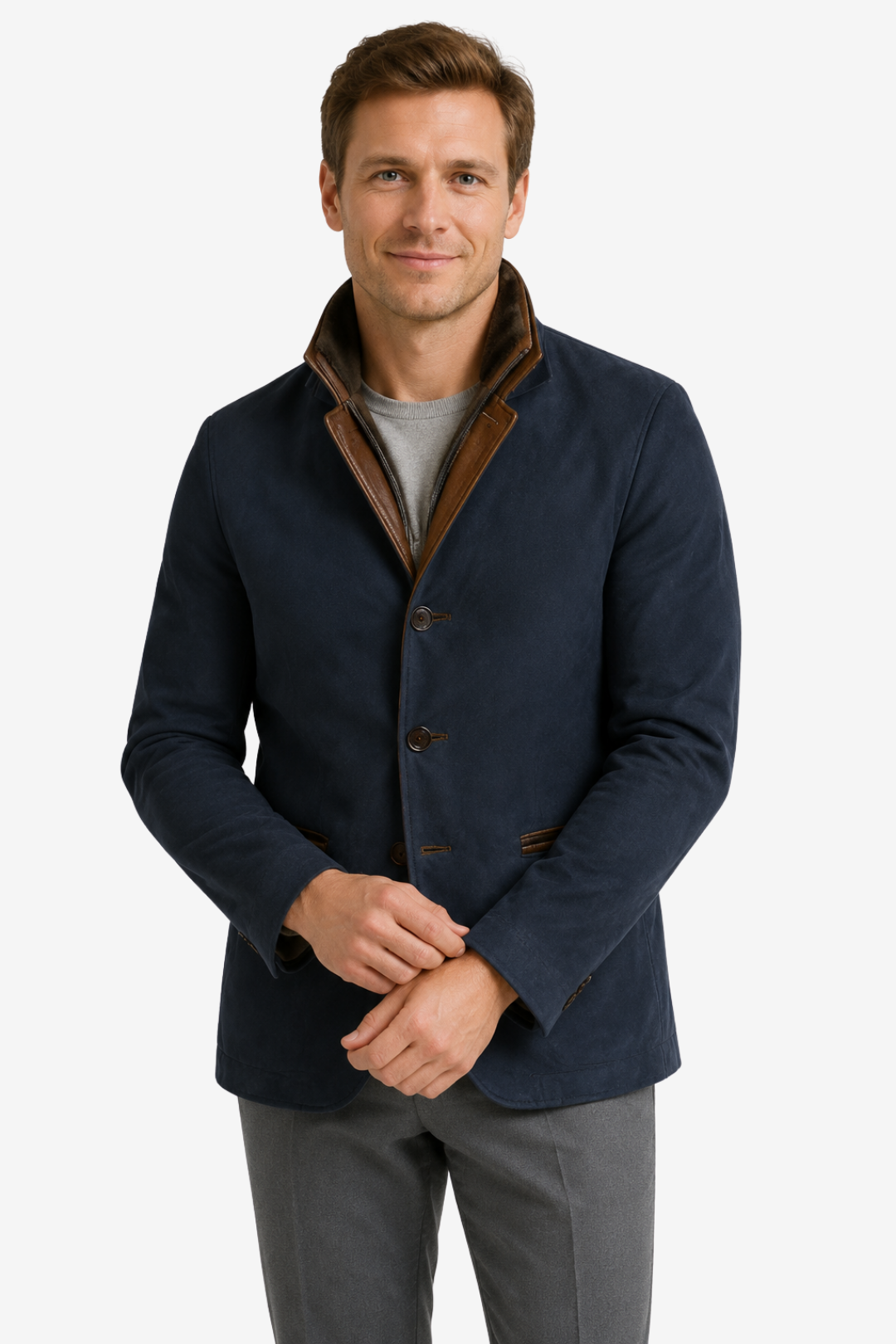 VALERIQUE | Veste de costume pour homme à deux boutons – Col à revers avec fermeture zippée superposée