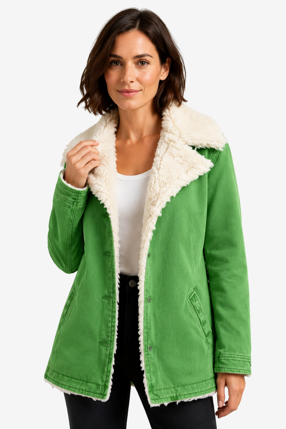VALERIQUE | Manteau d’hiver à manches longues pour femme – Doublure polaire et fermeture boutonnée
