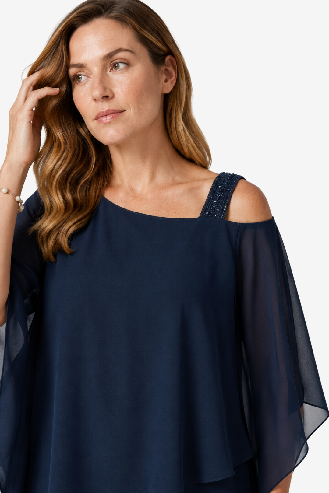 VALERIQUE | Ensemble Deux Pièces en Mousseline pour Femme – Haut Asymétrique et Pantalon Large