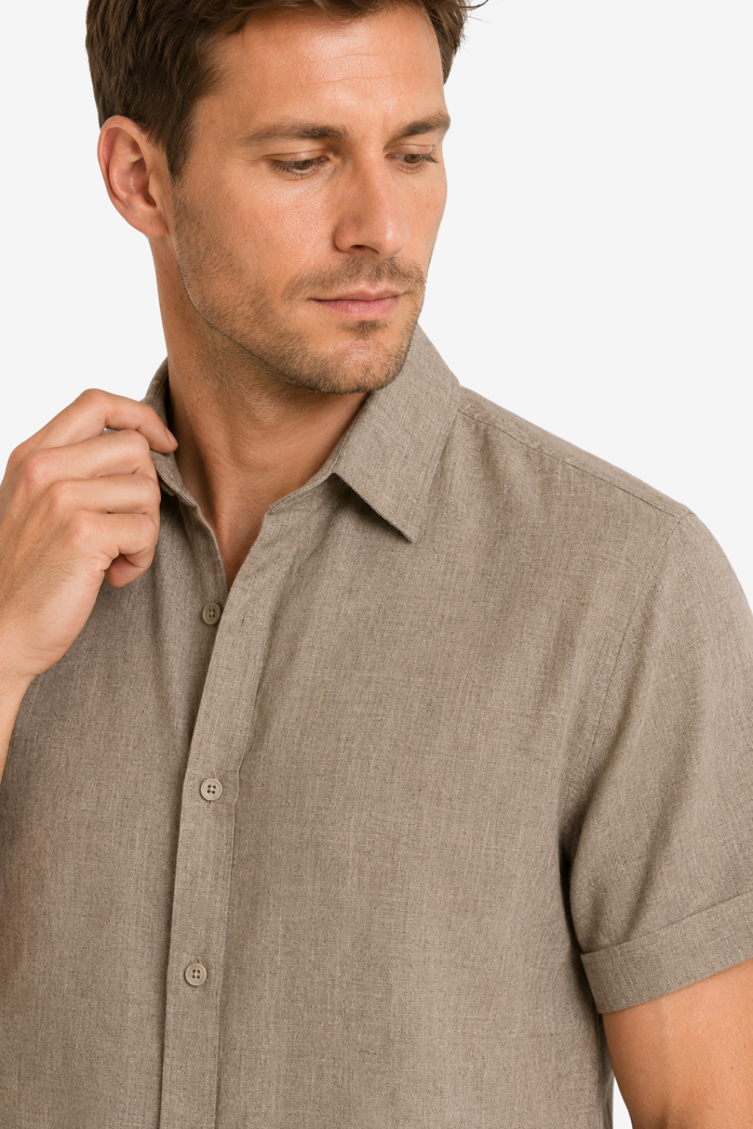 VALERIQUE | Homme Chemise en lin coupe ajustée manches courtes style décontracté