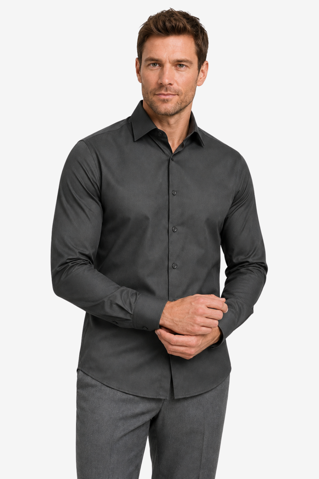 VALERIQUE | Homme Chemise en coton coupe ajustée manches longues style décontracté