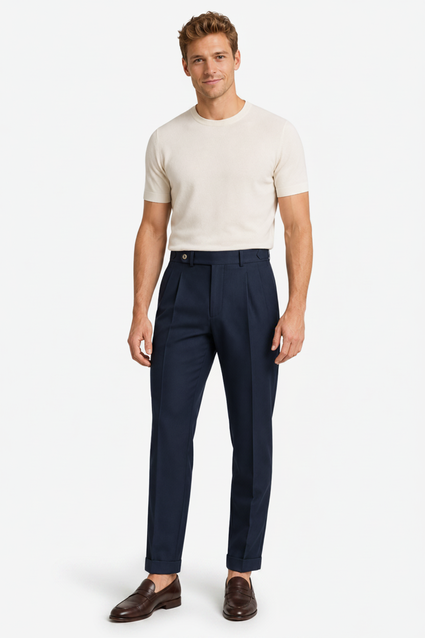 VALERIQUE | Pantalon Homme Tailleur Plissé – Coupe Slim