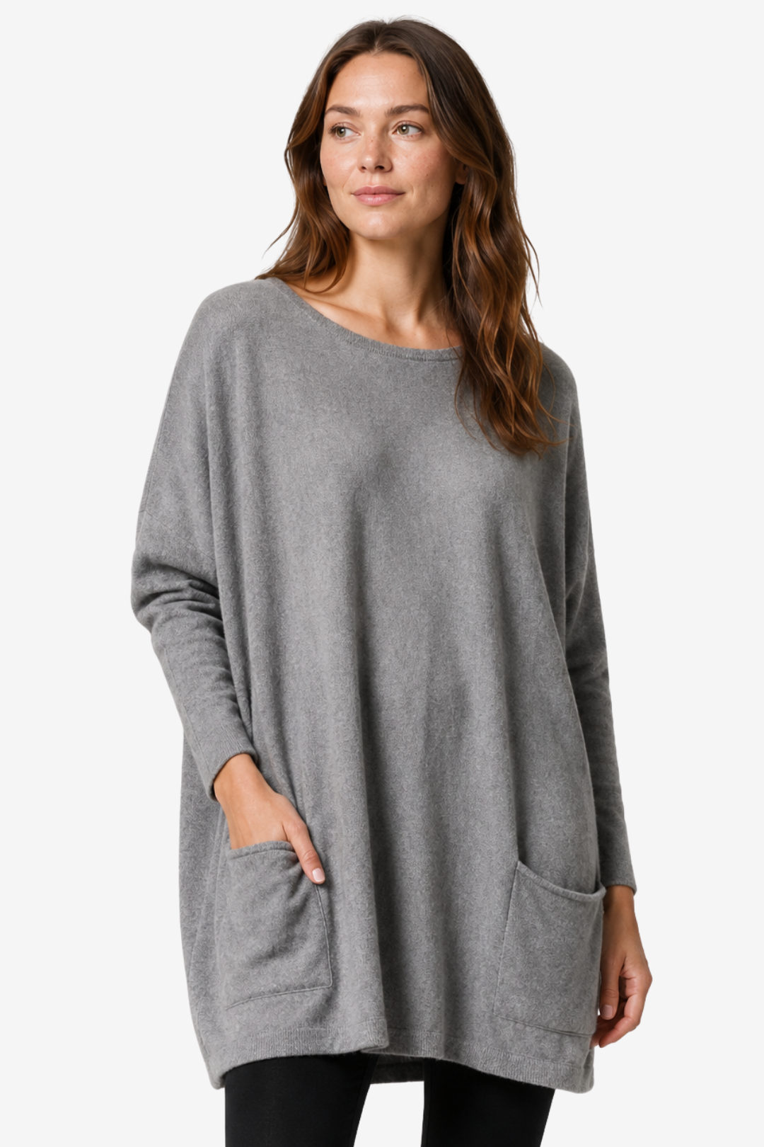 VALERIQUE | Haut Tunique Oversize pour Femme – Manches Longues Poches Latérales Design Décontracté