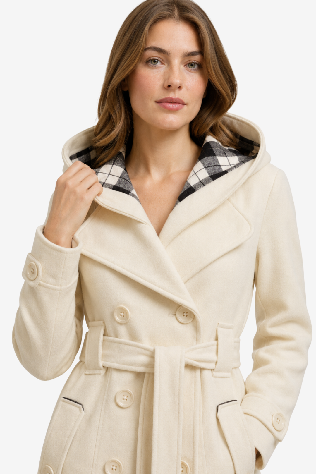 VALERIQUE | Trench à Capuche pour Femme – Double Boutonnage Design Ceinturé