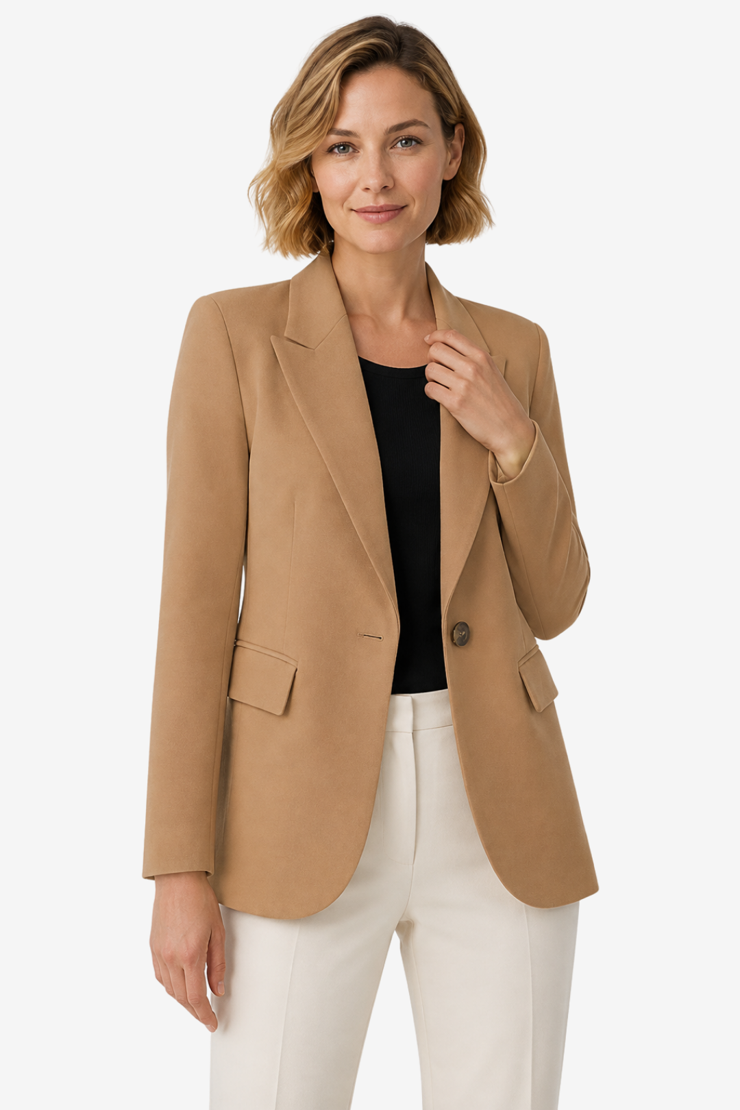 VALERIQUE | Blazer ajusté pour femme – Fermeture à bouton unique et poches à rabat